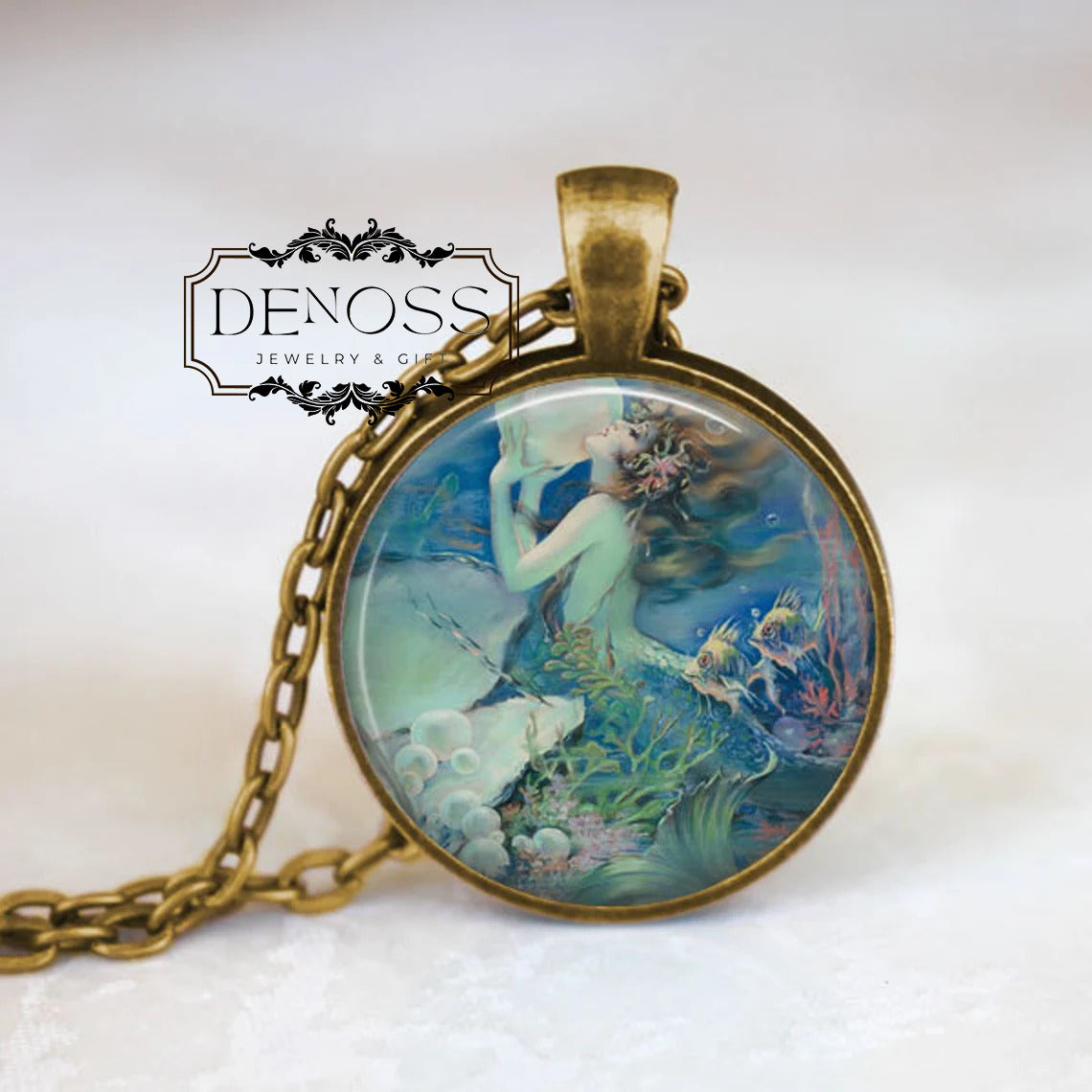 Mermaid Necklace,Fantasy Pendant In Blue