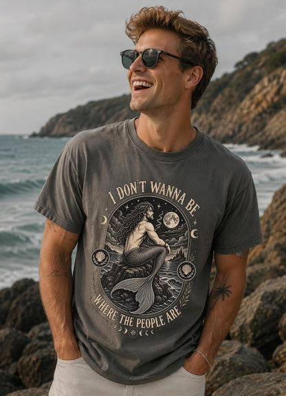 Merman I Don't Wanna Be Where The People Are Mens Shirt, Introvert Shirt ,Gifts for Men ,Boyfriend Shirt ,Funny Men Tshirt ,Gay Boyfriend Gift
