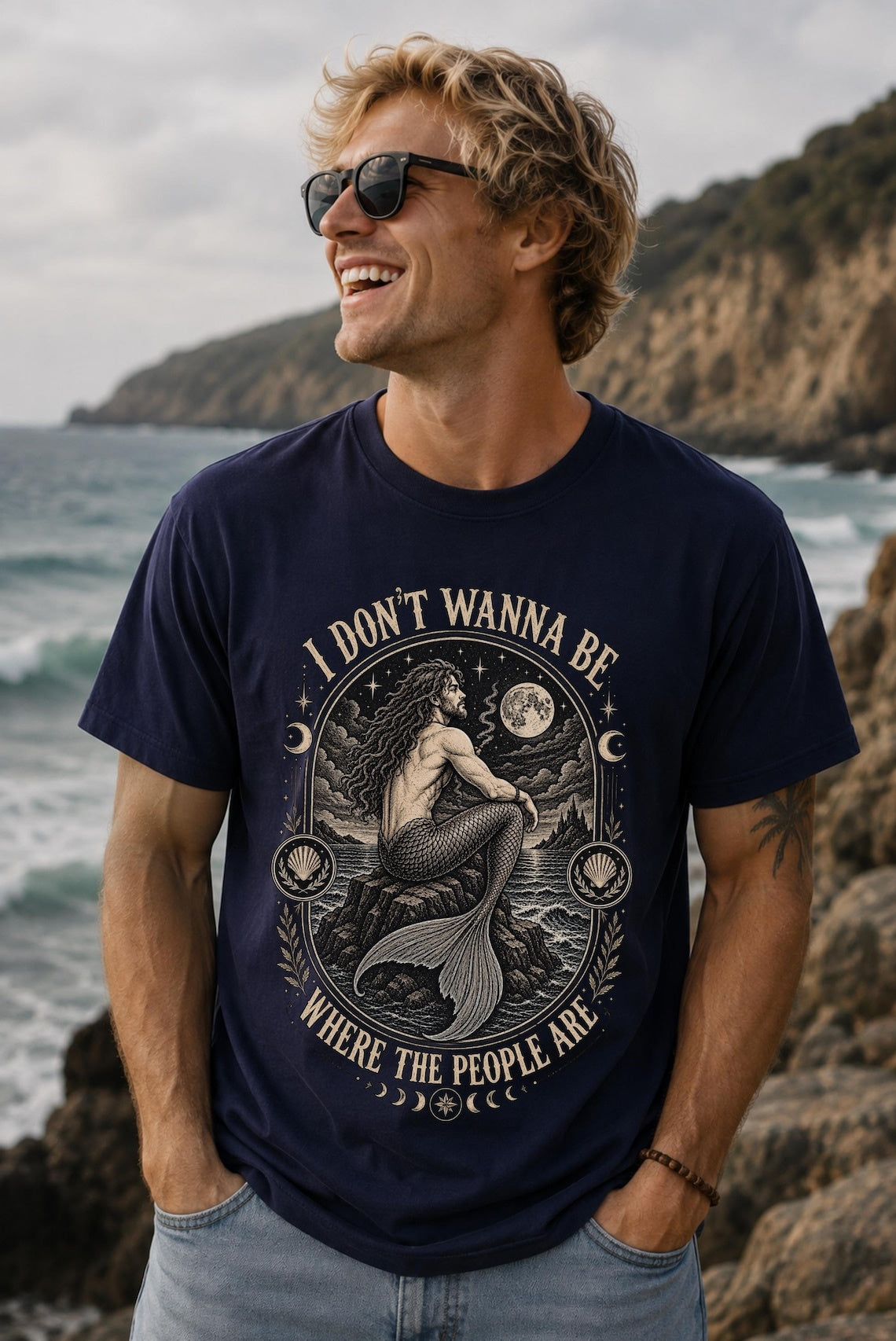 Merman I Don't Wanna Be Where The People Are Mens Shirt, Introvert Shirt ,Gifts for Men ,Boyfriend Shirt ,Funny Men Tshirt ,Gay Boyfriend Gift