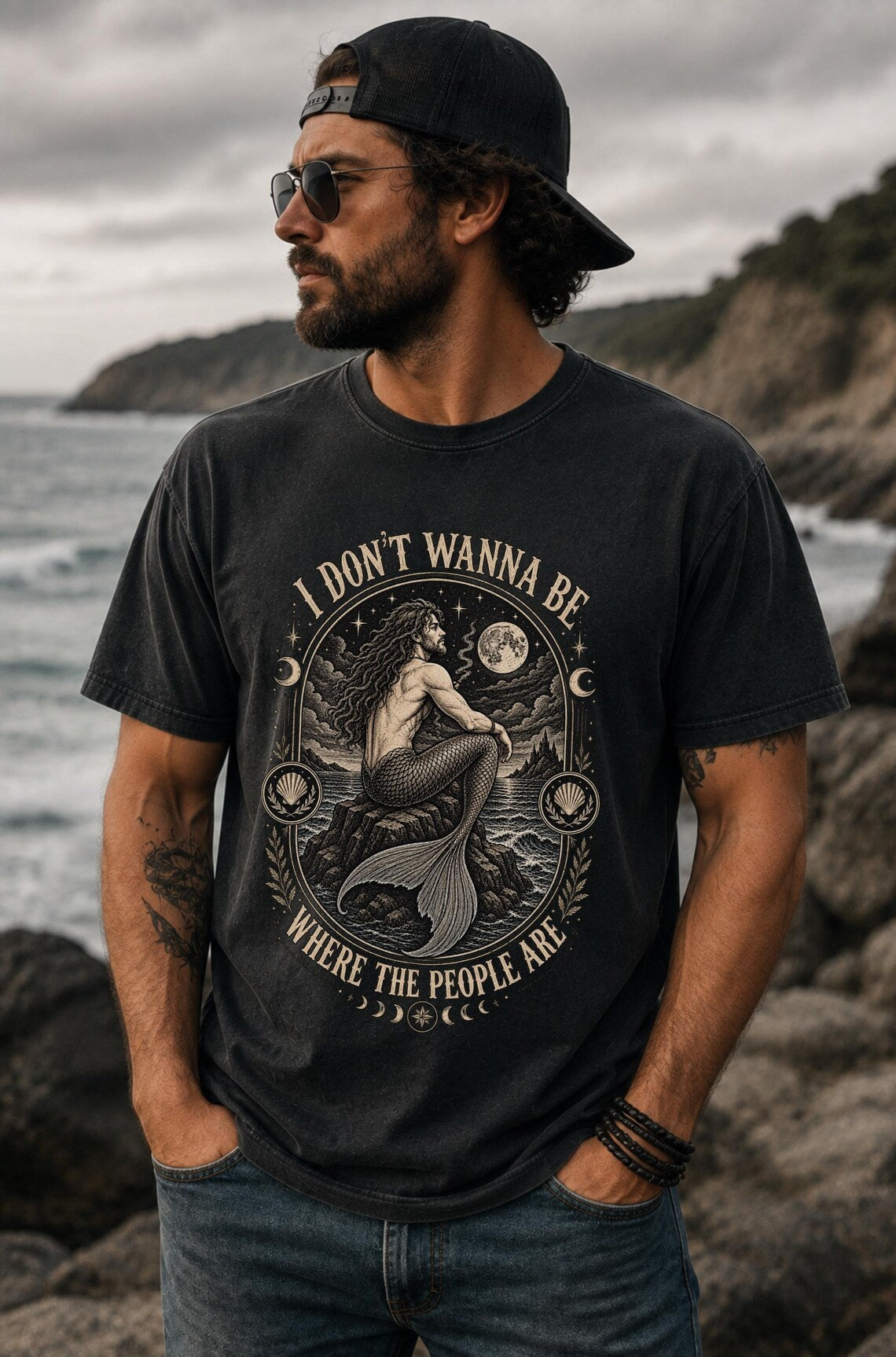 Merman I Don't Wanna Be Where The People Are Mens Shirt, Introvert Shirt ,Gifts for Men ,Boyfriend Shirt ,Funny Men Tshirt ,Gay Boyfriend Gift