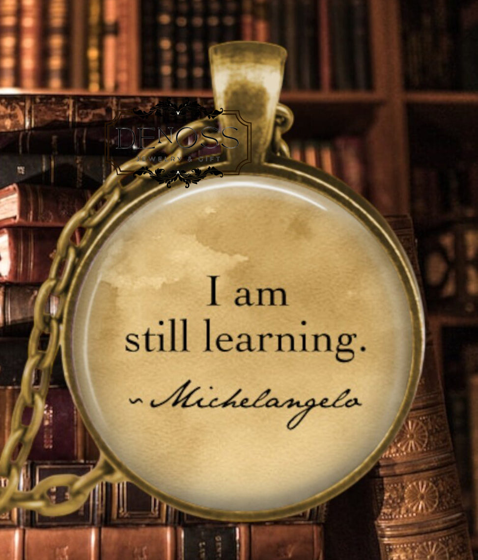 Michelangelo Quote Pendant necklace,Renaissance Gift for Teacher,Student
