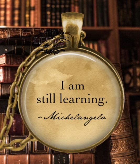 Michelangelo Quote Pendant necklace,Renaissance Gift for Teacher,Student