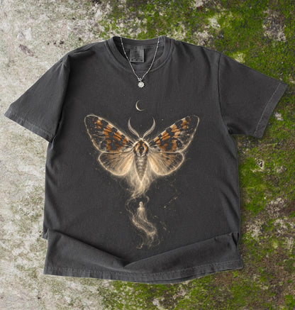 Moth Shirt, Witchy T-Shirt, Celestial Moth Tee, Gothic Nature T Shirt, Moon Phase Art, Mystical Butterfly, Insect Lover Gift, Comfort Colors