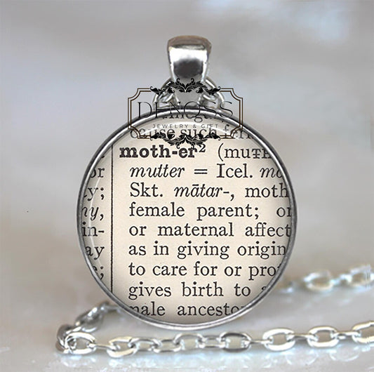 Mother dictionary word necklace,Mother's Day gift for Mom,definition jewelry