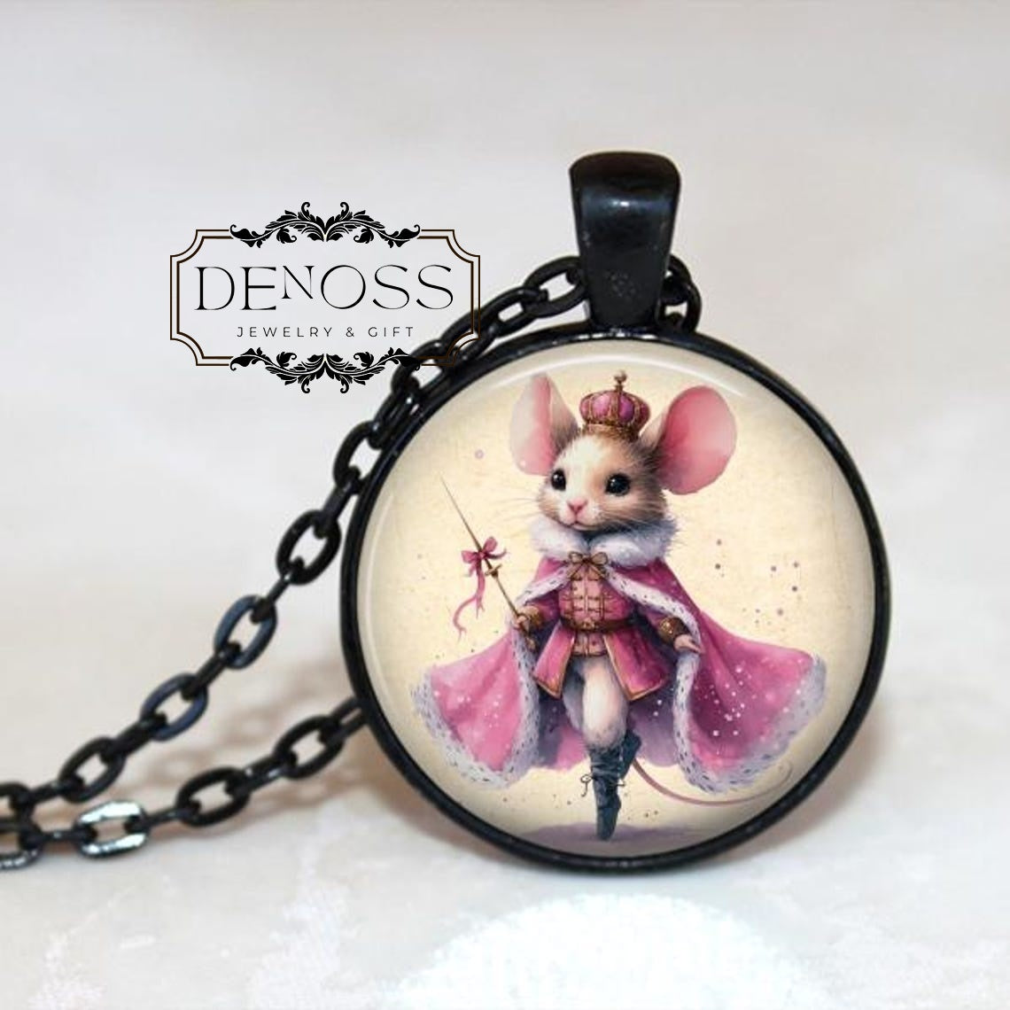 Mouse King,Mouse Queen,Nutcracker,Mouse Necklace,Mouse Pendant,Cute,Pink Mouse,Holidays,Christmas Necklace