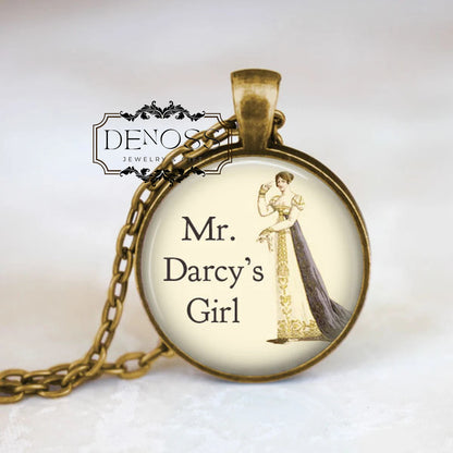 Mr Darcy Girl Necklace,Jane Austen Jewelry,Jane Austen Necklace,Austen Lover Gift,Literary Jewelry,Pride And Prejudice Jewelry