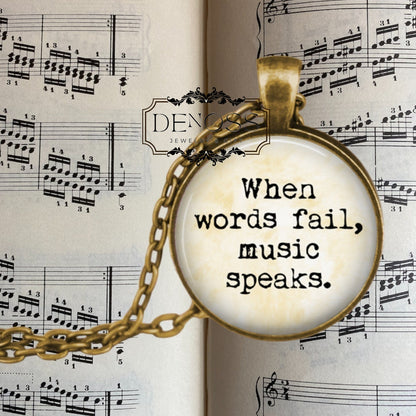 Music Quote Pendant Necklace,Musician Gift,Romantic Jewelry