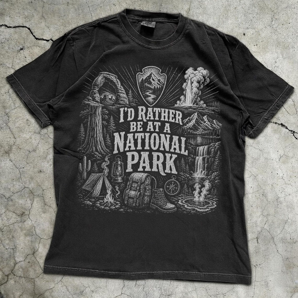 National Park Adventure Shirt, Vintage Hiking Camping Graphic Tee, Outdoorsy Nature Apparel, Wildlife Lover Gift, Granola Girl Shirt