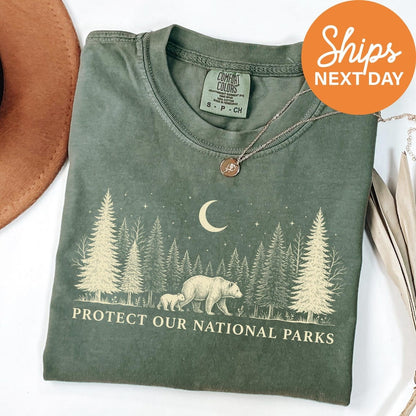 National Park Shirt, Protect Nature Tee, Camping Hiking Top, Vintage Bear Apparel, Outdoorsy Gift Her