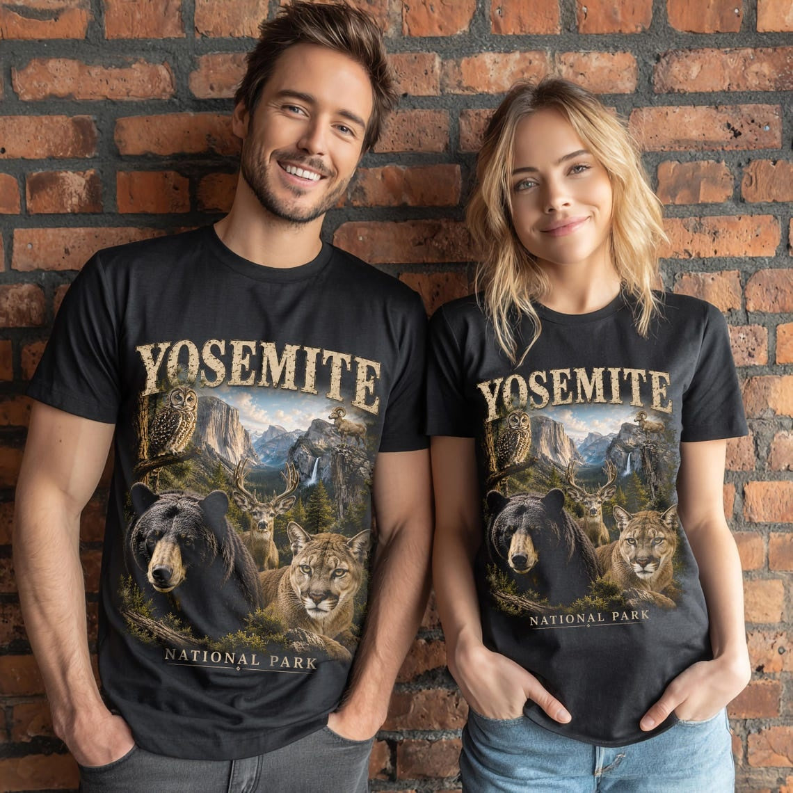 National Park Shirt, Yosemite Tee, California Bear T Shirt, Mountain Lion Wildlife Tee, Camping T-Shirt, Hiking Gift, Outdoor Apparel