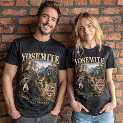 National Park Shirt, Yosemite Tee, California Bear T Shirt, Mountain Lion Wildlife Tee, Camping T-Shirt, Hiking Gift, Outdoor Apparel
