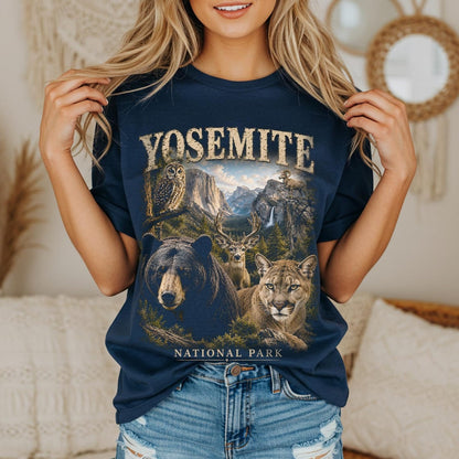 National Park Shirt, Yosemite Tee, California Bear T Shirt, Mountain Lion Wildlife Tee, Camping T-Shirt, Hiking Gift, Outdoor Apparel