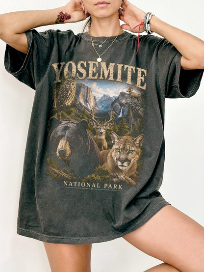 National Park Shirt, Yosemite Tee, California Bear T Shirt, Mountain Lion Wildlife Tee, Camping T-Shirt, Hiking Gift, Outdoor Apparel