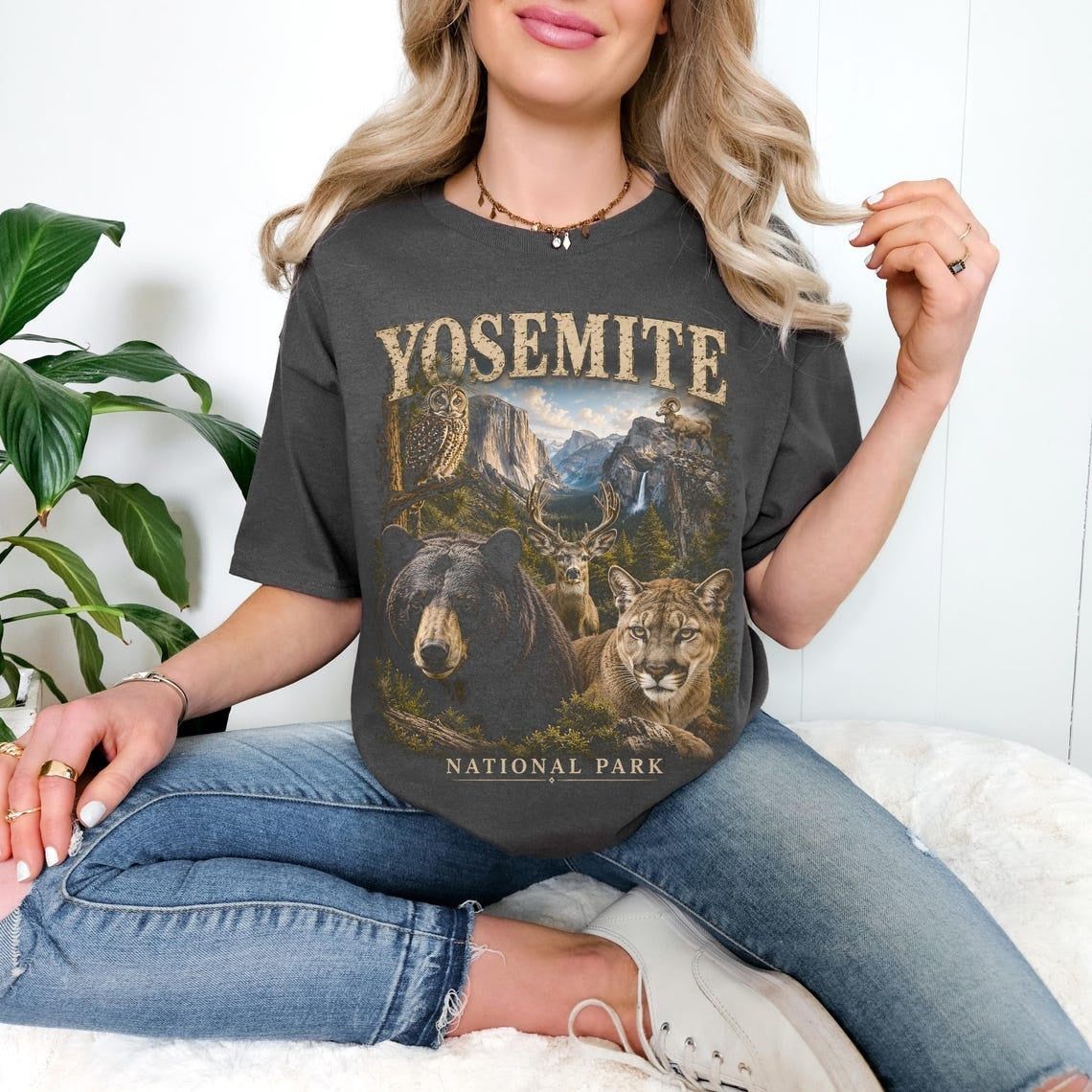 National Park Shirt, Yosemite Tee, California Bear T Shirt, Mountain Lion Wildlife Tee, Camping T-Shirt, Hiking Gift, Outdoor Apparel