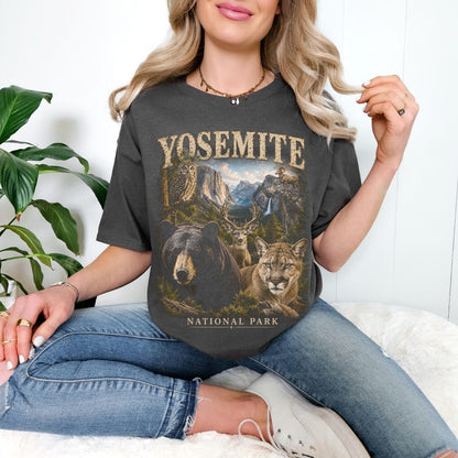 National Park Shirt, Yosemite Tee, California Bear T Shirt, Mountain Lion Wildlife Tee, Camping T-Shirt, Hiking Gift, Outdoor Apparel