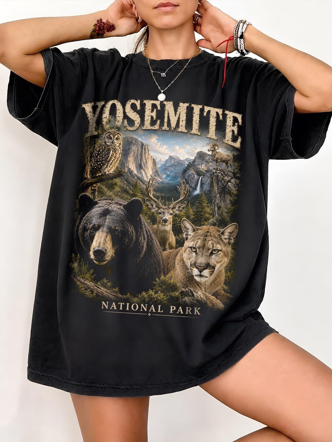 National Park Shirt, Yosemite Tee, California Bear T Shirt, Mountain Lion Wildlife Tee, Camping T-Shirt, Hiking Gift, Outdoor Apparel