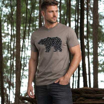 Bear Gift for Men,Bear Made of Triangles,Hiking Tshirt 