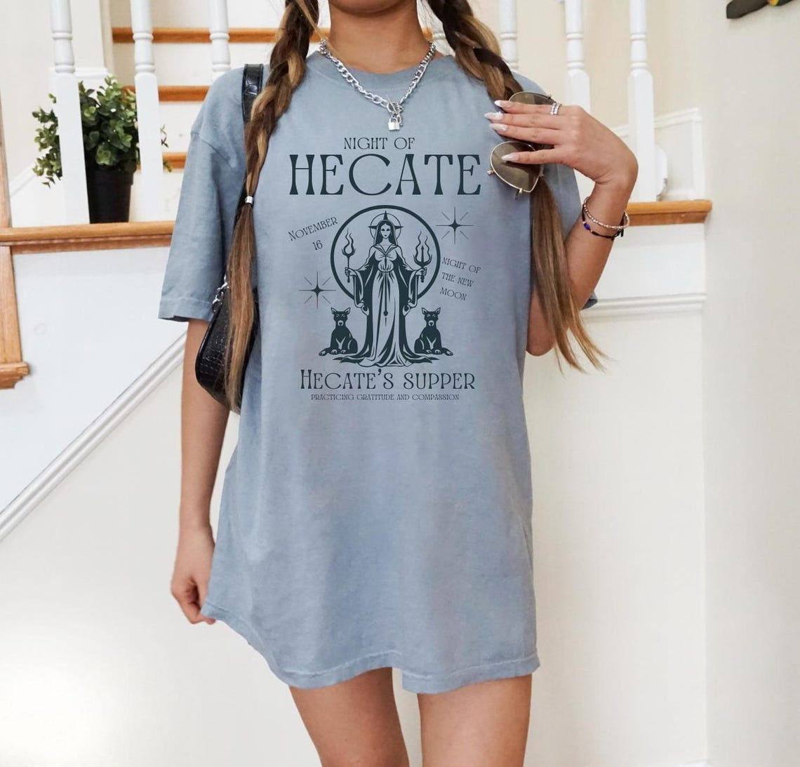 Night of Hecate Shirt ,Greek Icons ,Hecate Print ,Greek Mythology, Gift Moon Goddess ,Hekate Triple Goddess Pagan Shirt ,Maiden Mother Crone