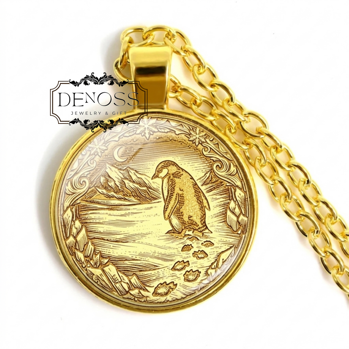Nihilist Penguin Medallion Necklace,Symbolic Pendant,Minimalist Philosophy Jewelry,Meaningful Modern Gift