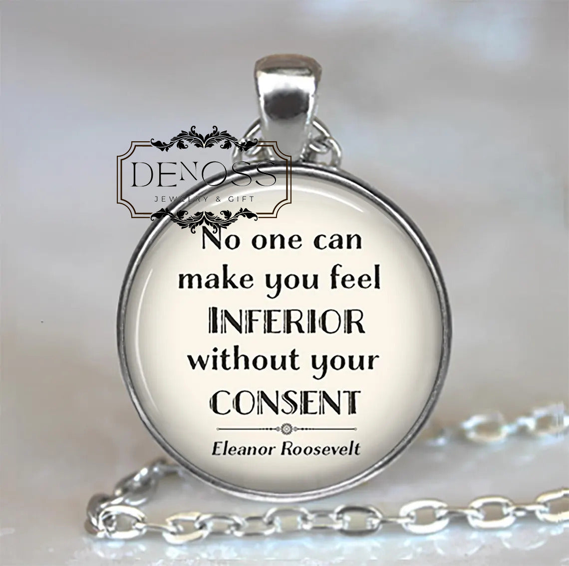No one can make you feel inferior ... Eleanor Roosevelt quote necklace,graduation giftift,graduation gift,tesla jewelry,inventor (Copy)