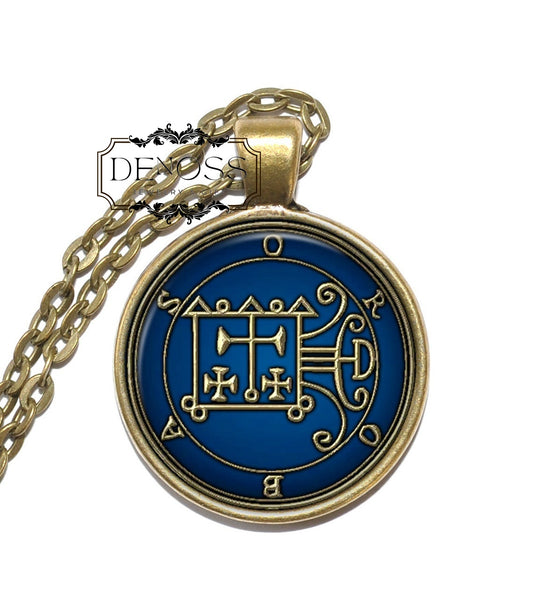 OROBAS Necklace,Sigil,Demon of the Night,Demon Prince,Night Demon,Goetia,Goetic Demon,Art Pendant Necklace,Glass Pendant
