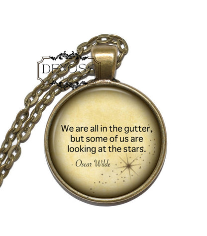 OSCAR WILDE QUOTE Necklace,Playwright,Irish,Novelist,Poet,Art Pendant Necklace,Inspirational Necklace,Glass Pendant,Handmade Jewelry