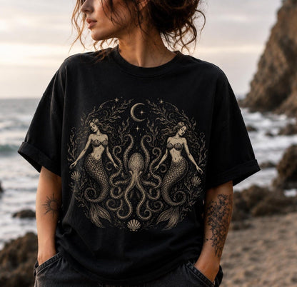Octopus Shirt Siren Mermaid Shirt, Whimsigoth Clothing, Octopus Gift Octopus Gifts ,Antique Mermaid Dark Academia Shirt ,Whimsigoth Sea Witch