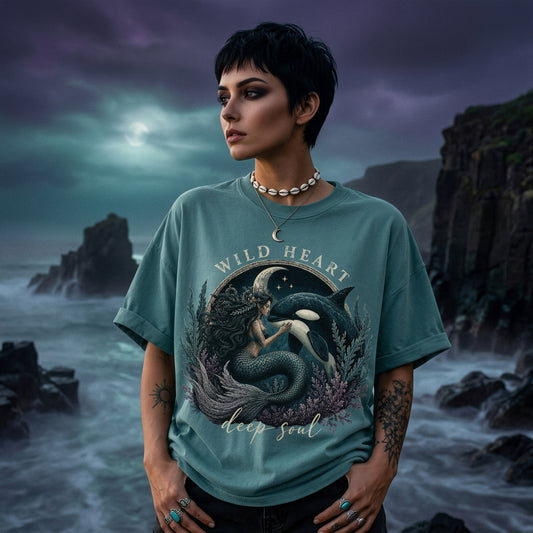 Orca Mermaid Shirt Siren Orca Shirt ,Whimsigoth Clothing Vintage Mermaid Mystical Shirt ,Whale Shirt ,Ocean Themed Gifts Orcas Shirt ,Whimsigoth