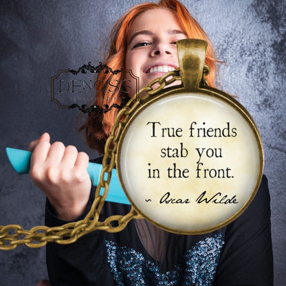 Oscar Wilde Quote Pendant Necklace,Funny Literary Gift