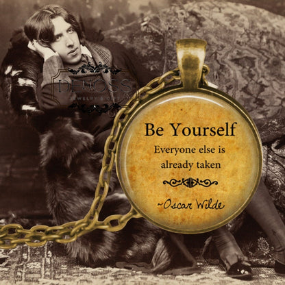 Oscar Wilde Quote Pendant Necklace,Literary Jewelry Gift