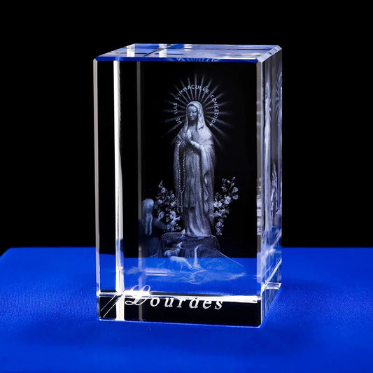 Our Lady of Lourdes Crystal Carving Crystal Laser Engrave Religious gift,Home Decor