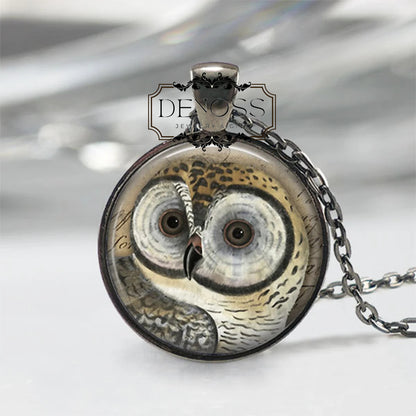 Owl Necklace,Owl Jewelry Bird Necklace,Nature Necklace,Gray Blue Nature Jewelry,Woodland Bird Gift for Wife