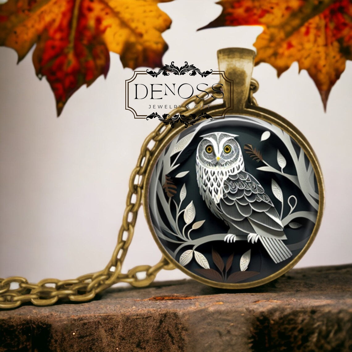 Owl Pendant Necklace,Night Moon Jewelry, Bird Lover Gift