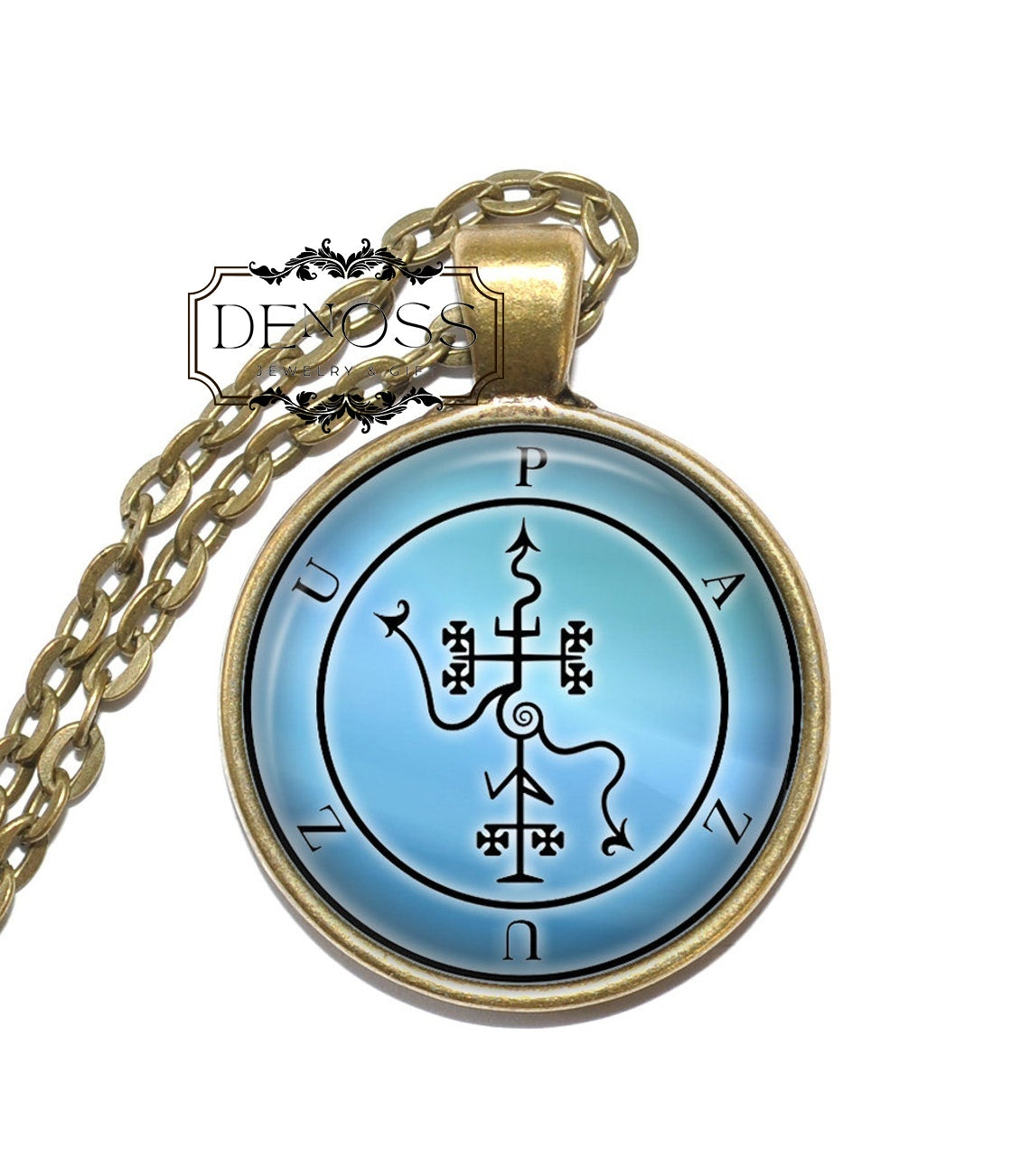 PAZUZU SIGIL Necklace,King of the Demons of the Wind,Mesopotamian,Symbol,Art Pendant Necklace,Glass Pendant