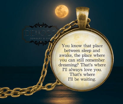 Peter Pan Quote Necklace,Moon Charm,Gift for Daughter