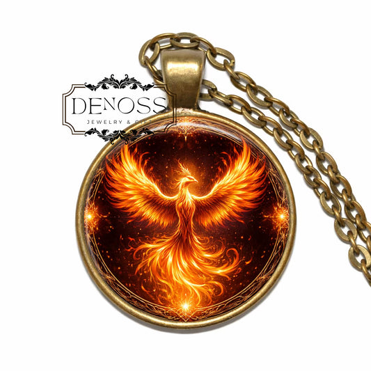 Phoenix Pendant Necklace,Mythical Firebird Jewelry,Rebirth & Strength Amulet - Denoss