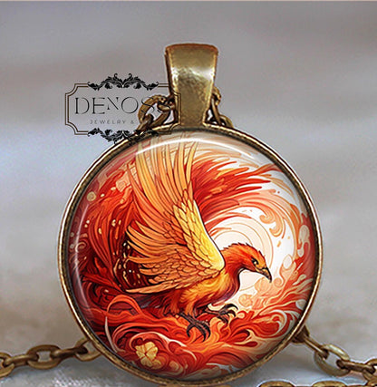 Phoenix art necklace,fantasy art gift,Phoenix jewelry,rebirth,renewal,empowerment