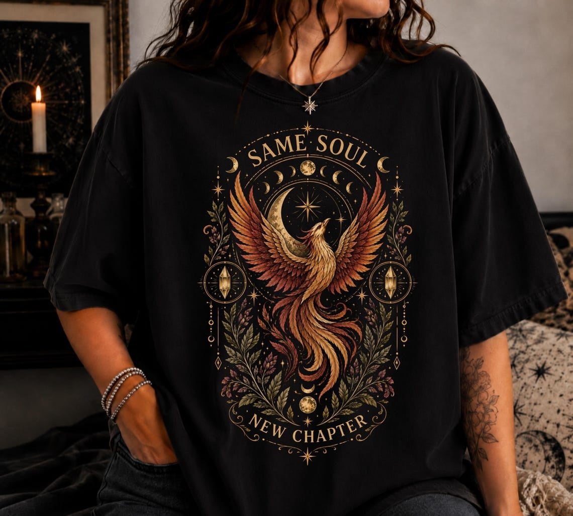 Phoenix celestial shirt ,whimsigoth clothing manifestation witchcore witchy things occult clothing divorce gift ,divine feminine elder emo