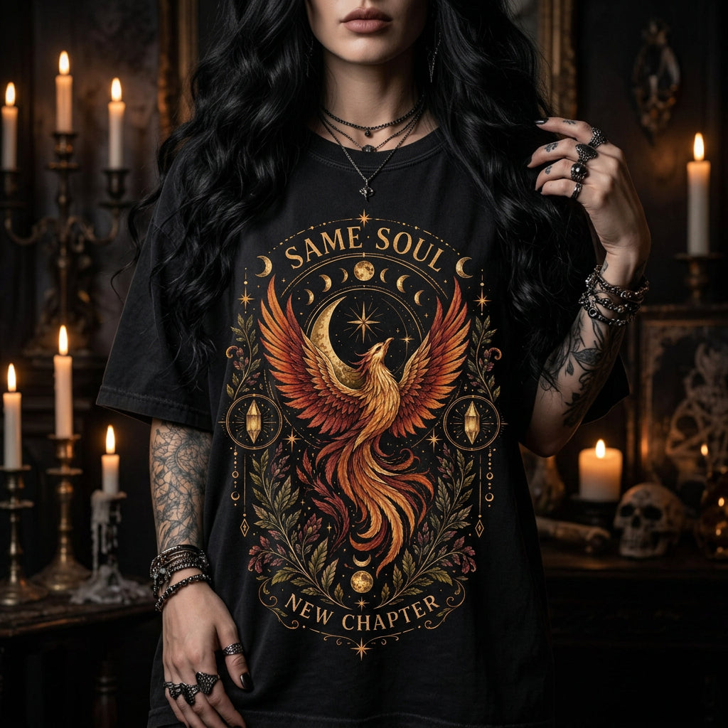 Phoenix celestial shirt ,whimsigoth clothing manifestation witchcore witchy things occult clothing divorce gift ,divine feminine elder emo