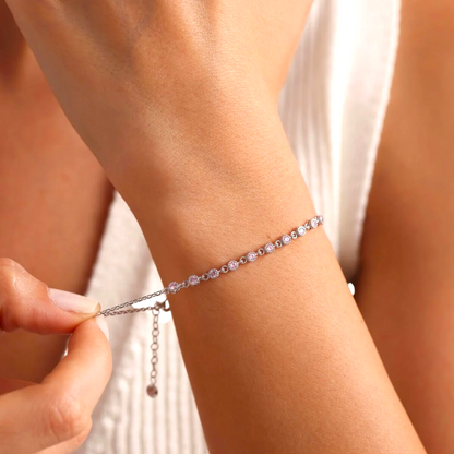 925 Sterling Silver Single Row Pink Bracelet