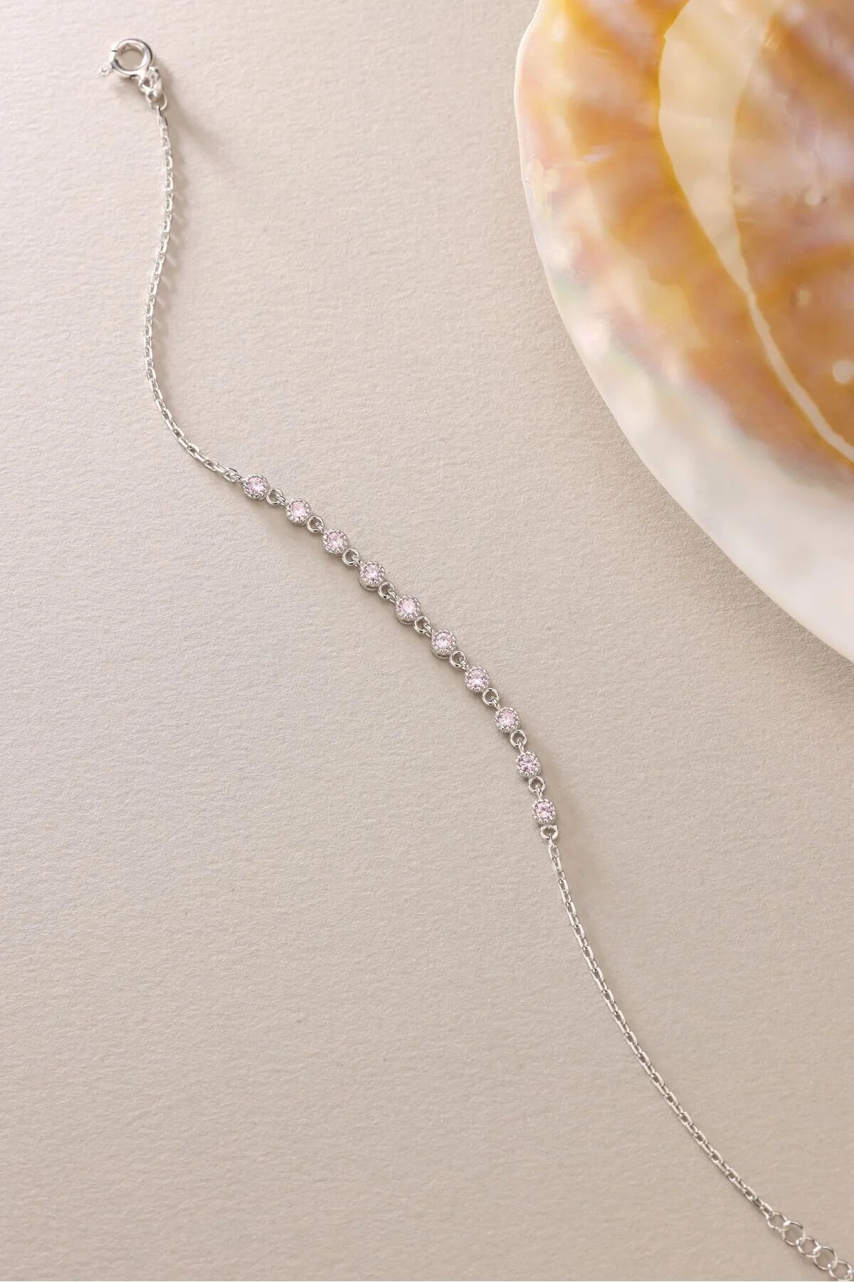 925 Sterling Silver Single Row Pink Bracelet