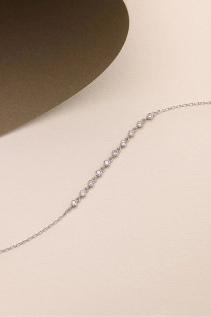 925 Sterling Silver Single Row Pink Bracelet