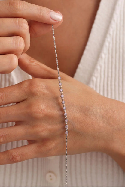 925 Sterling Silver Single Row Pink Bracelet