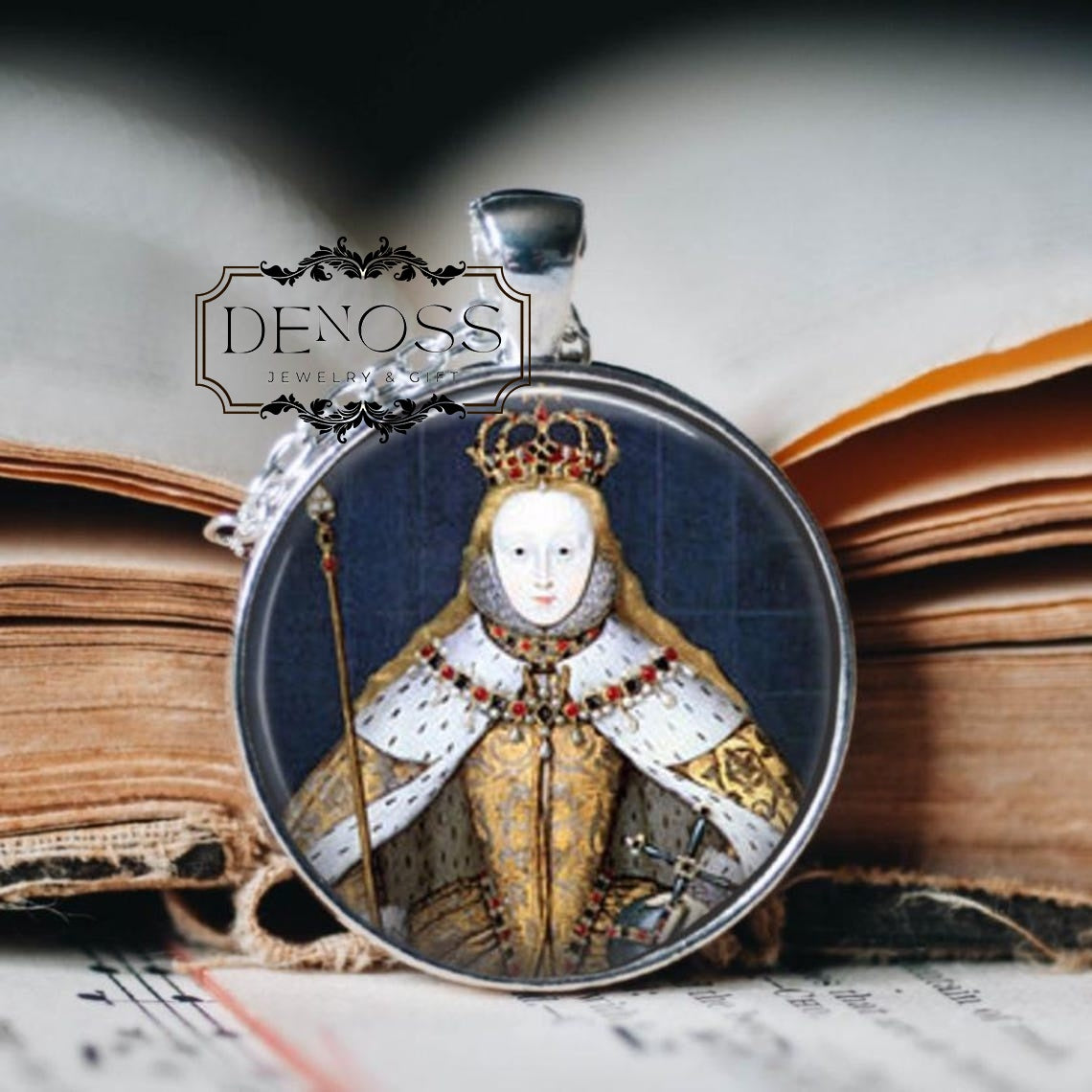 Queen Elizabeth 1st Pendant Necklace,Tudor Royal Jewellery