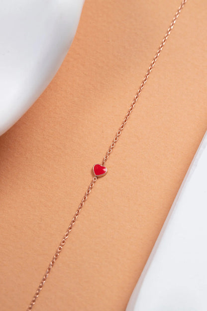 Silver-Gold-Rosegold Minimalist Enamel Heart Bracelet