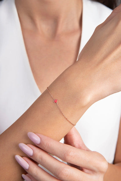 Silver-Gold-Rosegold Minimalist Enamel Heart Bracelet