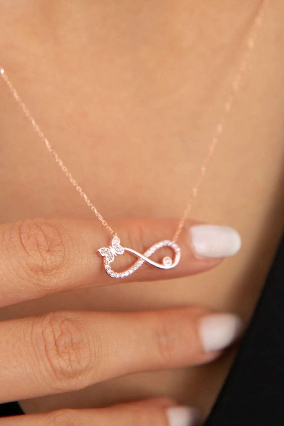 Infinity Butterfly 925 Sterling Silver Necklace
