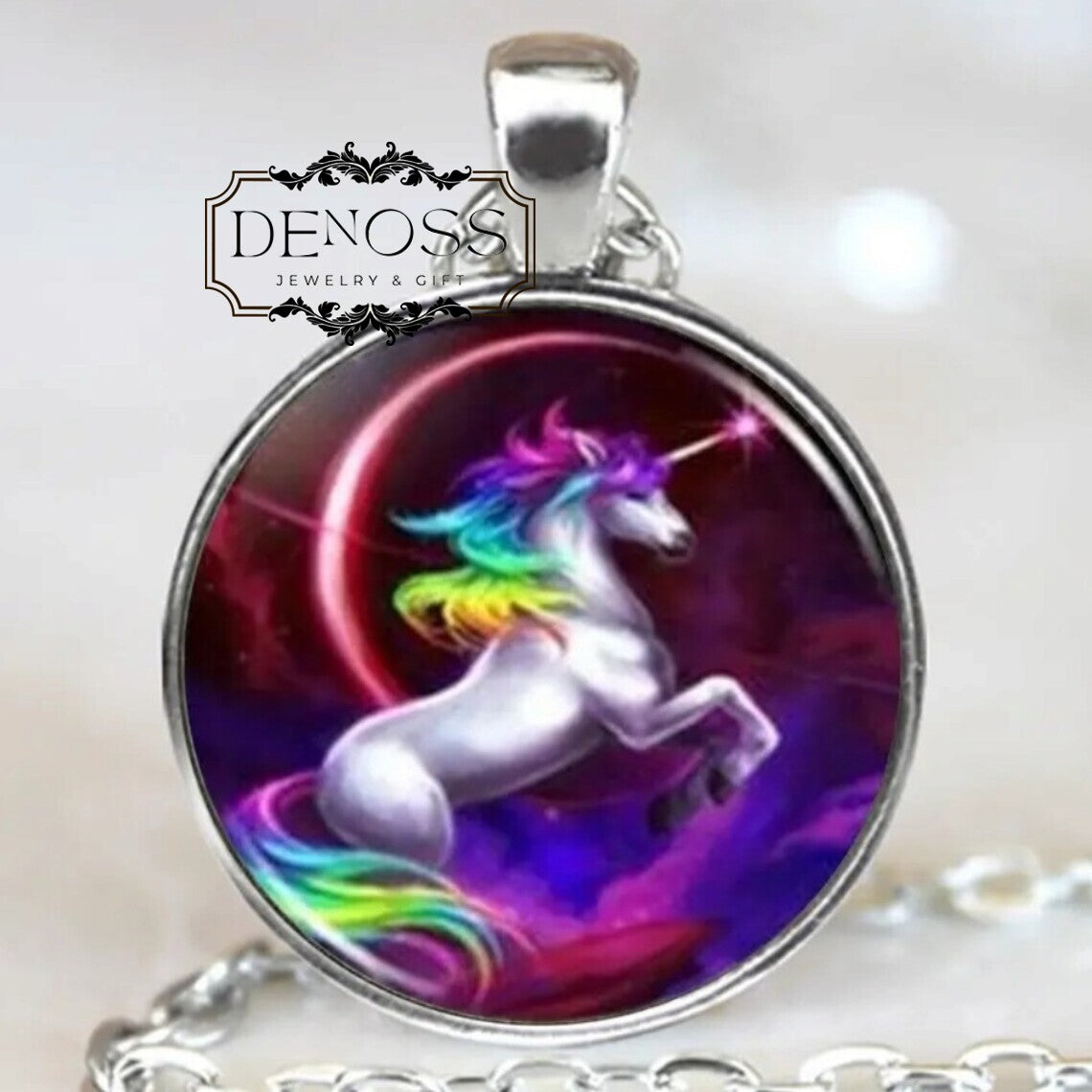 Rainbow Unicorn Pendant Necklace,Fantasy Charm Jewelry