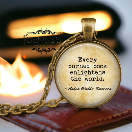 Ralph Waldo Emerson Quote Necklace,Banned Books Gift,Library Jewelry - Denoss