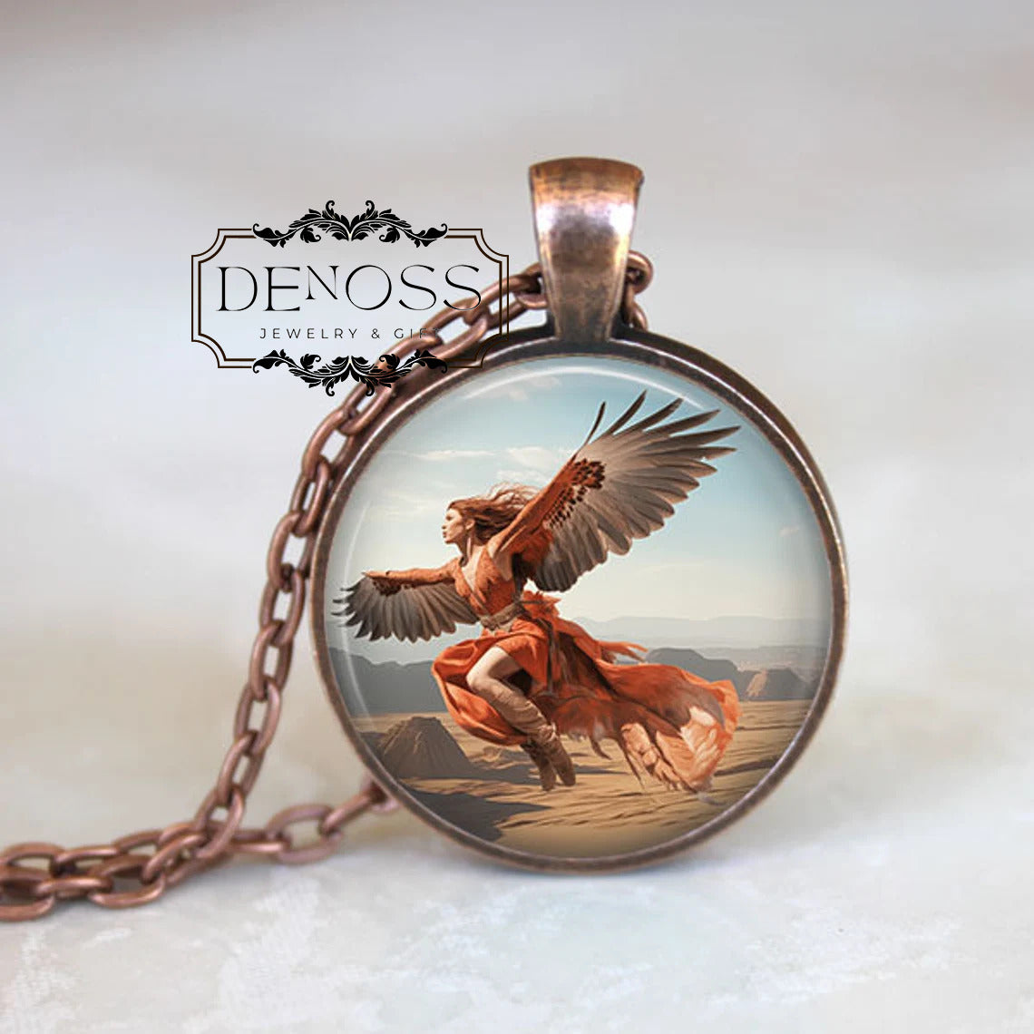 Red Tailed Hawk Empowered Women Necklace,Southwest Art Desert Art Southwestern JewelryHawk Necklace,Nature Inspired Jewelry,Mythical Art